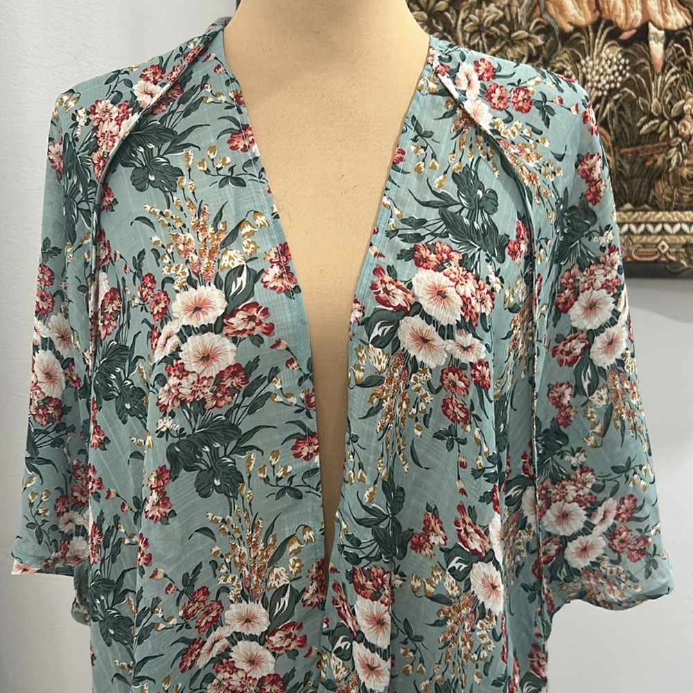 Umgee Floral Green Kimono/Cover Up Women’s Size M/L - Picture 3 of 13